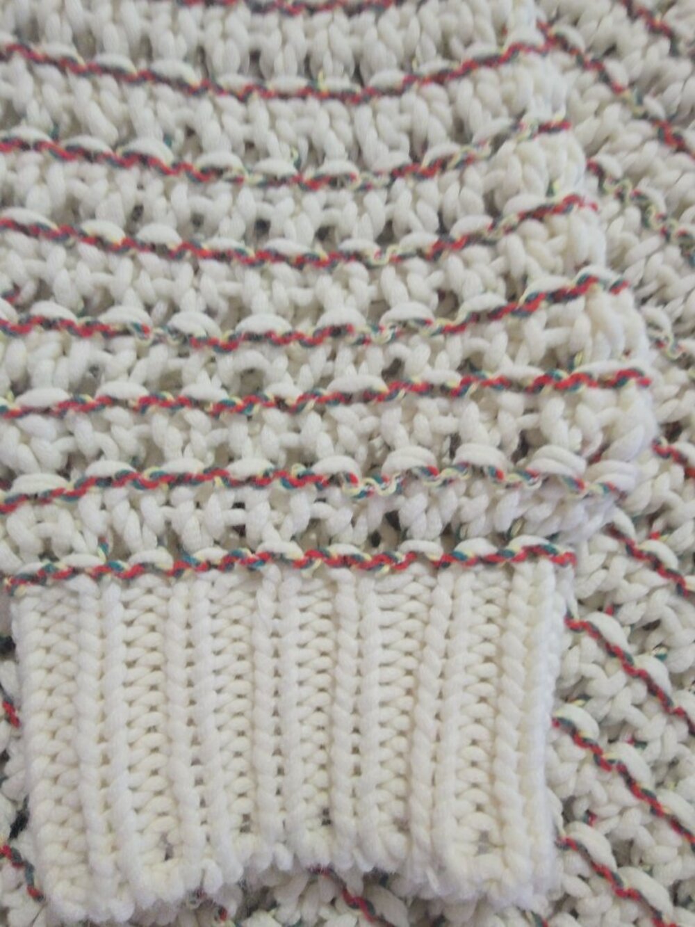Bimba y Lola Cream Chunky Knit Sweater Womens S Red Green Fleck Cozy Crewneck - Picture 4 of 9